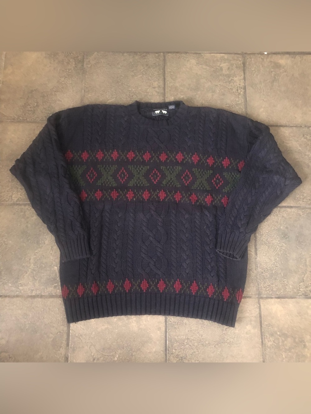 Vintage 90s Woods & Gray Knit Sweater Size XL Pattern